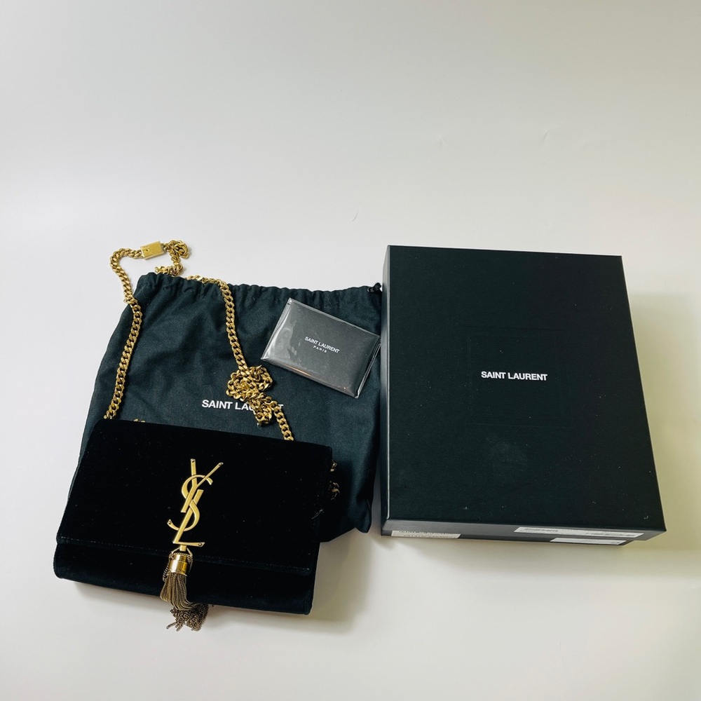 YSL small Kate bag in velvet black